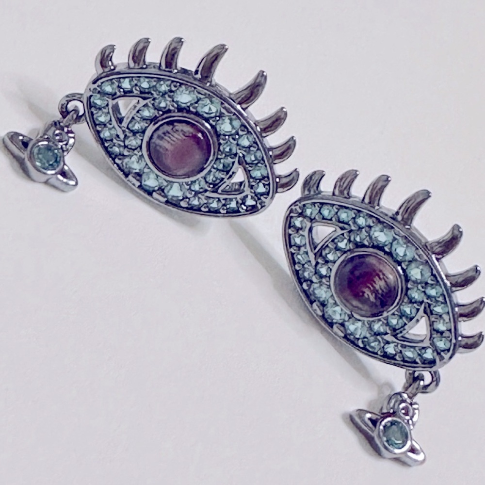 Vivienne Westwood green / silver Eye stud earrings